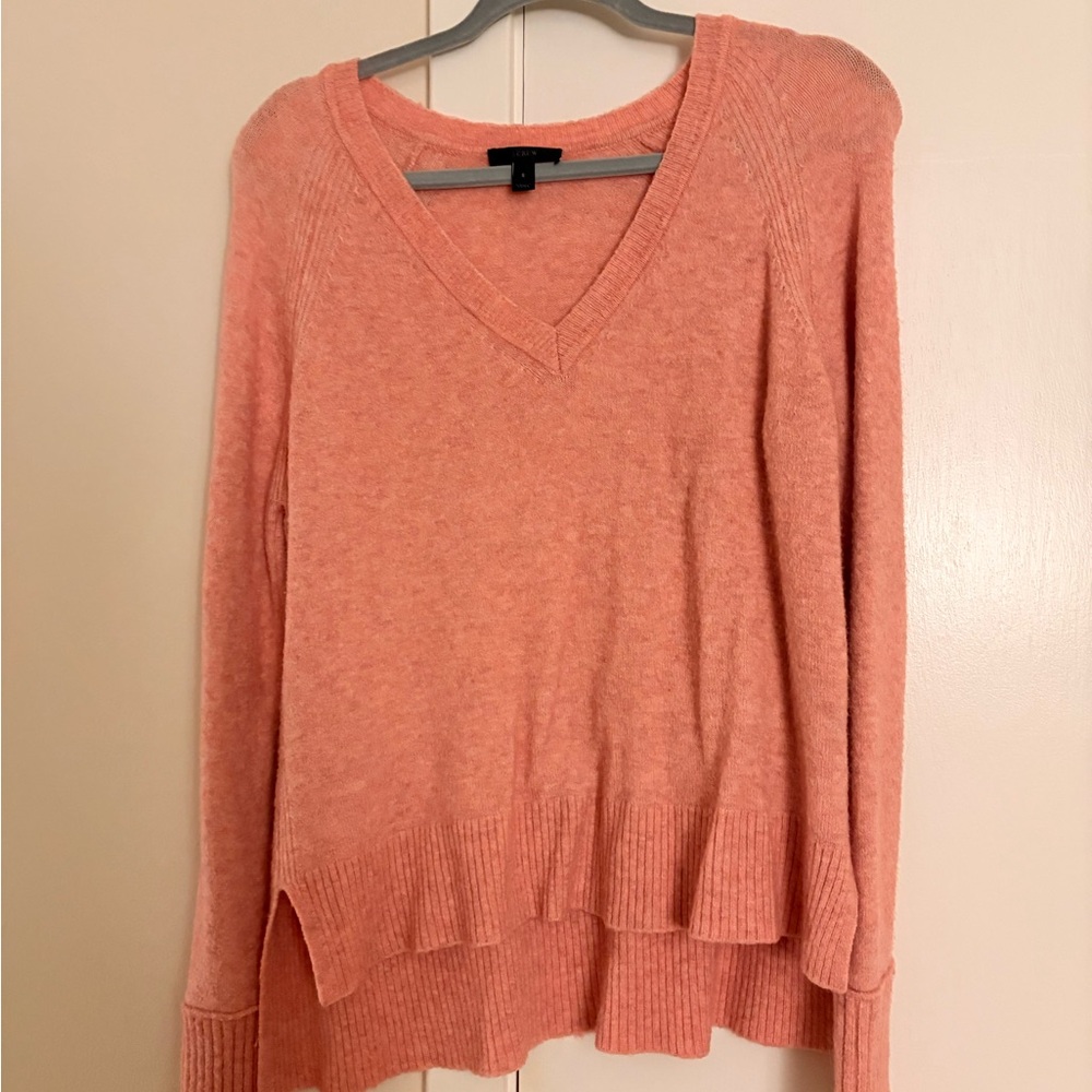 J. Crew Coral V-Neck Sweater